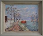 Edouard FEBVRE (1885-1967)
Paysage au chemin de hallage sous la neige
Huile...
