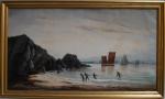 Charles LEDUC (1831-1911)
Saint Nazaire, pêche à la pointe de Chémoulin
Huile...