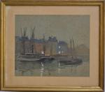 Georges LHERMITTE (1882-1967)
Thoniers au port
Aquarelle 
18.5 x 22.5 cm à...