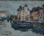 Renée THÉOBALD (1926-2014)
Le Croisic, bateaux amarrés au quai d'Aiguillon
Huile sur...