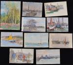 Georges LHERMITTE (1882-1967)
Ensemble de 10 aquarelles dont Marine
Dimensions diverses (piqûres)
Provenance:
-...