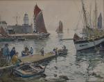 Paul Emile LECOMTE (1877-1950)
L'Ile d'Yeu, animation sur le port de...