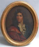 ECOLE FRANCAISE dans le goût du XVIIIème
Portrait d'homme 
Huile sur...