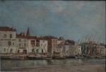 Eugène VERGEZ (1846-?)
Agde, le port, 1893. 
Huile sur toile signée...