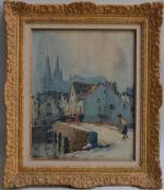 FRANK-BOGGS (1855-1926)
Chartres, le pont menant à la cathédrale
Aquarelle signée et...