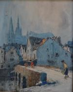 FRANK-BOGGS (1855-1926)
Chartres, le pont menant à la cathédrale
Aquarelle signée et...
