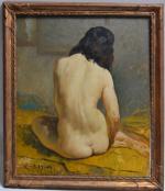 Emile BAES (1879-1954)
Nu de dos
Huile sur toile signée en bas...
