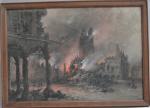 Gustave FRAIPONT (1849-1923)
Arras, incendie de la cathédrale
Aquarelle et rehauts de...