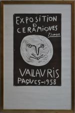 Pablo PICASSO (1881-1973) d'après. 
Exposition de céramiques Vallauris Paques 1958...