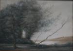 ECOLE FRANCAISE début XXème
Coup de vent, 1925. 
Pastel d'après Corot...