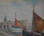 Martial BORE (XXème)
Concarneau, bateaux devant la ville-close
Huile sur panneau signée...