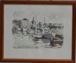 Jean-Louis LE TOULLEC (1908-1999)
Concarneau, bateaux au port
Aquarelle signée en bas...