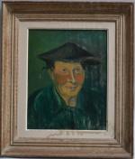Félix BILLARD (1912-1988)
Portrait d'homme au chapeau
Huile sur panneau signée en...