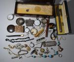 COFFRET comprenant un ensemble de bijoux fantaisie, montres et différents...