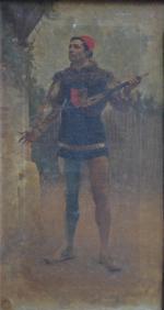 J. GARNIER (XIXème)
Le troubadour
Huile sur toile signée du cachet de...