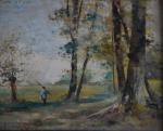A. GUILLEMIN ROBOISY (fin XIXème)
Personnages dans un paysage arboré, 
Pêcheur...
