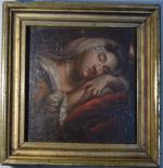 ECOLE FRANCAISE du XIXème
Jeune femme endormie près d'une bougie
Huile sur...
