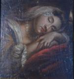 ECOLE FRANCAISE du XIXème
Jeune femme endormie près d'une bougie
Huile sur...
