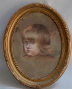 Betsy DAIGNE (fin XIXème - début XXème)
Portrait d'enfant
Crayon gras ovale...