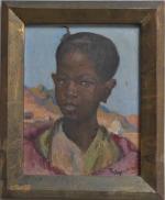 Henri Jean PONTOY (1888-1968)
Portrait de jeune noir
Huile sur panneau signée...