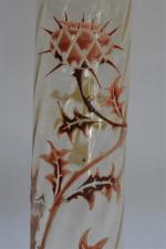 Émile GALLÉ (1846-1904)
Vase rouleau à godrons torses en verre légèrement...