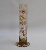 Émile GALLÉ (1846-1904)
Vase rouleau à godrons torses en verre légèrement...