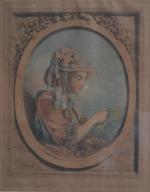 d'après Jean-Baptiste I HUET (1745-1811), 
gravé par Gilles DEMARTEAU
Jeune fille...