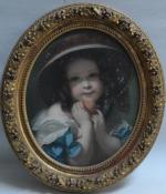ECOLE FRANCAISE fin XIXème
Portrait de jeune fille au chapeau
Pastel ovale
45...