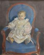 J. DESCOMPS (XIX-XXème)
Portrait d'enfant dans un fauteuil Louis Philippe, 1896.
Pastel...