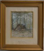 Flavien POITEVIN (XIX-XXème)
Landéan, hutte de sabotier en forêt de Fougères,...