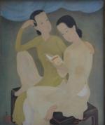 MAI TRUNG THÜ (1906-1980)La lecture, 1943. Peinture sur soie signée...
