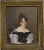 Claude Charles Antoine BERNY D'OUVILLÉ (1775-1842)
Portrait de dame, 1828. 
Miniature...