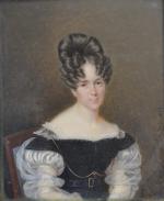 Claude Charles Antoine BERNY D'OUVILLÉ (1775-1842)
Portrait de dame, 1828. 
Miniature...