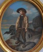 AMELIE (XIX-XXème)
Portrait de jeune breton sur les rochers contemplant la...