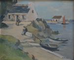 Raymond WINTZ (1884-1956)
Bretagne, l'escalier de la cale
Huile sur toile signée...