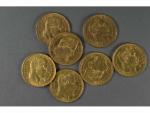 7 PIECES 20 Francs or 1864-1865x2-1867-1868x2-1869