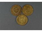 2 PIECES 10 francs or 1865-1858 et une PIECE or...