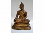 STATUETTE de Bouddha en bronze laqué or