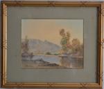 Louis Noël AGERON (1865-1935)
Paysage à la rivière, 1919. 
Aquarelle signée...
