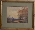 Louis Noël AGERON (1865-1935)
Paysage à la rivière, 1922. 
Aquarelle signée...
