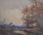Louis Noël AGERON (1865-1935)
Paysage à la rivière, 1922. 
Aquarelle signée...