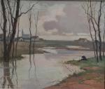 VALLON (XIX-XXème)
Lavandière le long du ruisseau
Huile sur toile signée en...