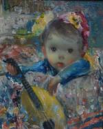 Jean CALOGERO (1922-2001)
Jeune fille musicienne
Huile sur toile signée en haut...