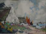 Ernest GUERIN 1887-1952)
Bretagne, chez les pêcheurs bigoudens
Aquarelle signée, située et...