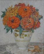 Edgar MAXENCE (1871-1954)
Vase de fleurs à la montre
Huile sur isorel...