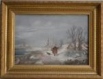 ECOLE du NORD fin XIXème
Scène d'hiver
Pastel marouflé sur toile signé...