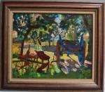 Louis BERTHOMME SAINT ANDRE (1905-1977)
Charrette et charrue
Huile sur toile signée...