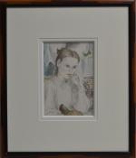 Henry SIMON (1910-1987)
Jeune fille au chien
Dessin aquarellé signé en bas...