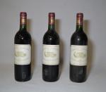 3 bouteilles Château MARGAUX, 1992, Margaux (base goulot, étiquette très...
