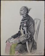 Maurice FEUILLET (Paris 1873 - 1968)
Portrait de Jayasinha assis
Crayon noir,...